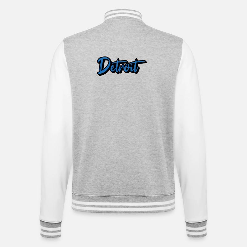 Detroit Script Blue - Veste Teddy - gris chiné / blanc