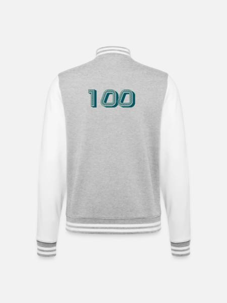 100. 100 ÅR. 100 års jubilæum. FØDSELSDAG 100 - College sweatjakke - grå meleret/hvid