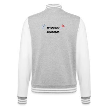 Hart arbeiten Minimal - College-Sweatjacke - Grau meliert/Weiß - Hinten - Marisol (170cm)