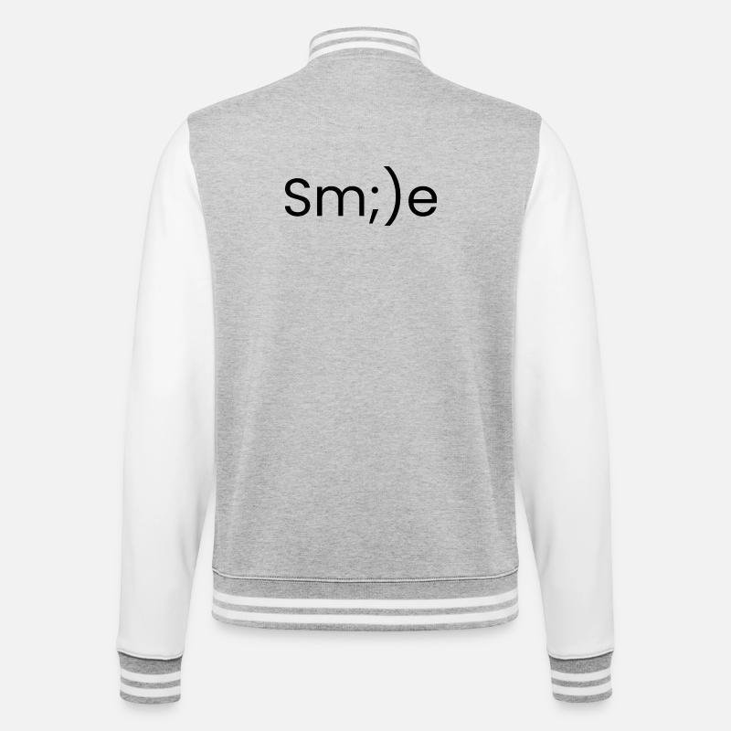 Denken Sie daran, zu lächeln - College-Sweatjacke - Grau meliert/Weiß