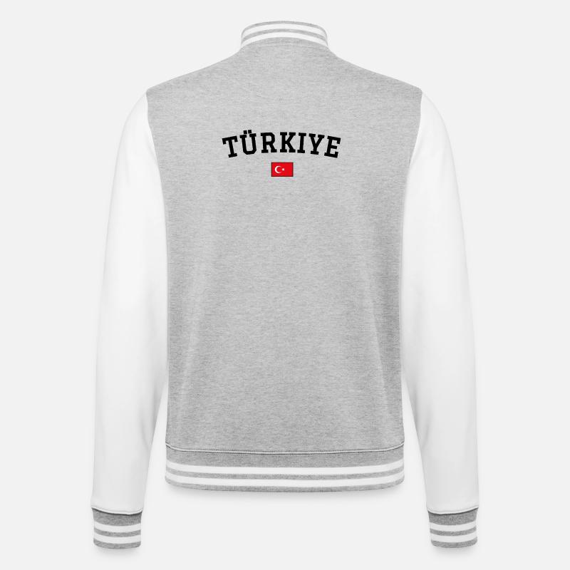 Turkey Flag Design Black - College Sweat Jacket - heather grey/white