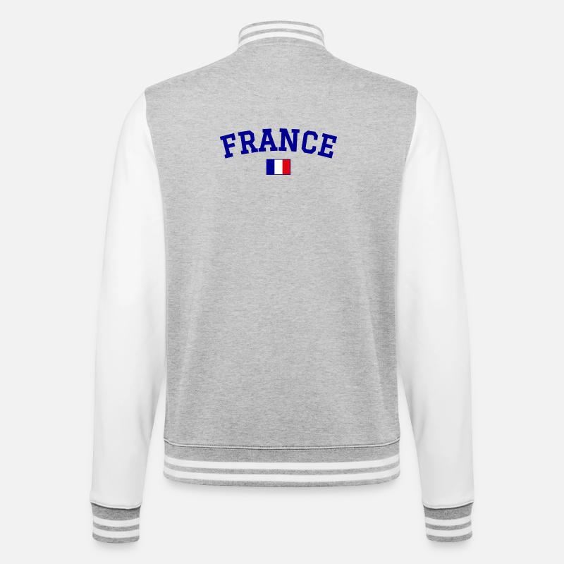 Drapeau français Bleu - Veste Teddy - gris chiné / blanc