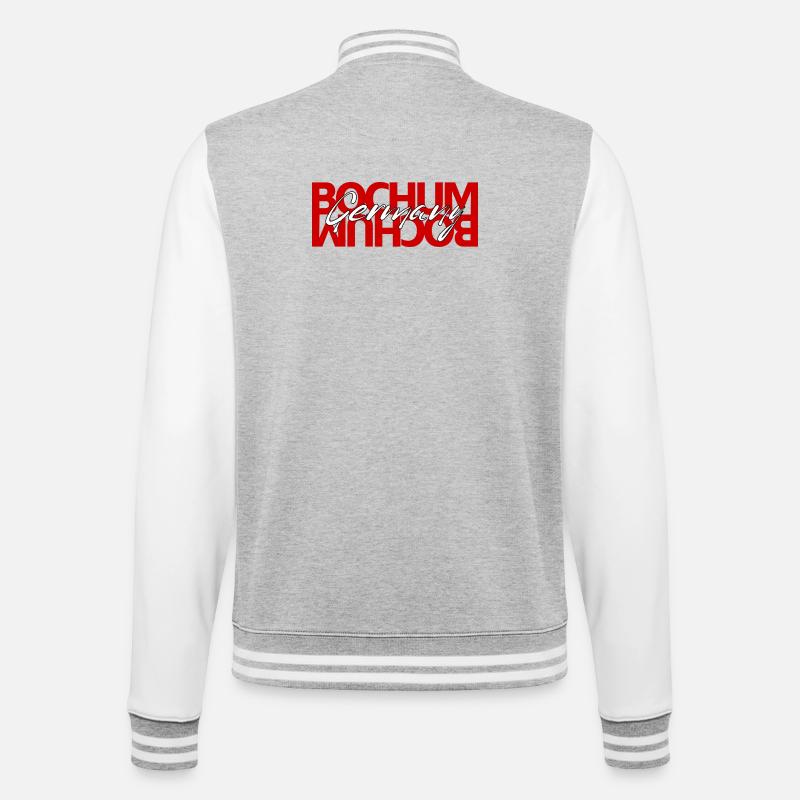Bochum Germany Script Overlay - College Sweat Jacket - heather grey/white