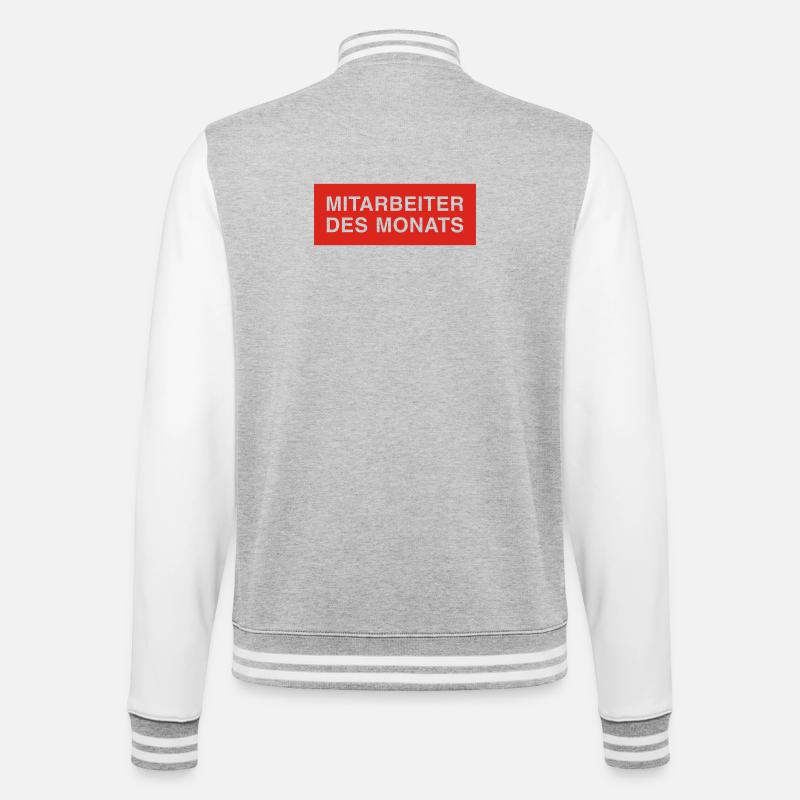 mitarbeiter des monats - College-Sweatjacke - Grau meliert/Weiß