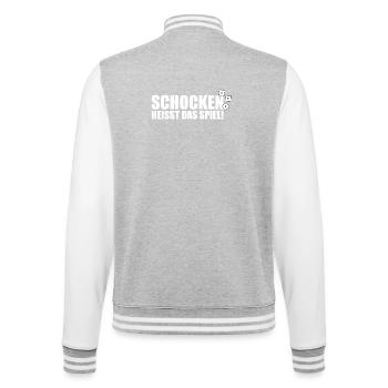Schocken heißt das Spiel weiß - College-Sweatjacke - Grau meliert/Weiß - Hinten - Marisol (170cm)