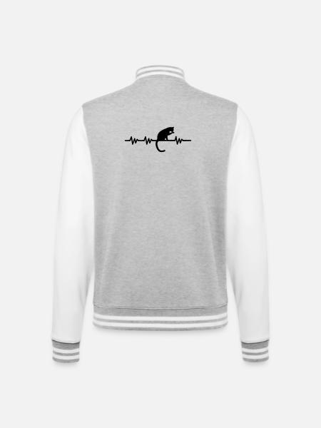 Heartbeat - cat - College Sweat Jacket - heather grey/white
