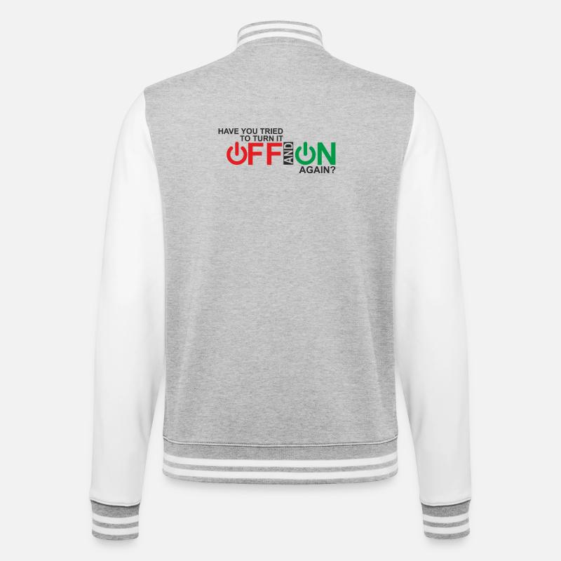 Lebendiges Design der Ein-/Aus-Taste - College-Sweatjacke - Grau meliert/Weiß