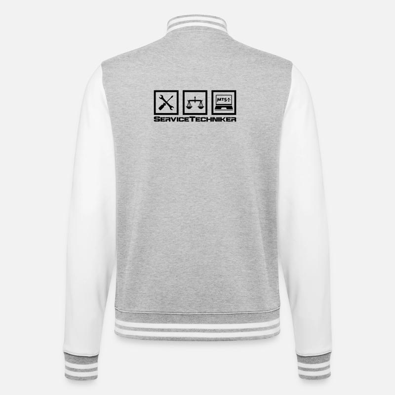 ServiceTech - College-Sweatjacke - Grau meliert/Weiß
