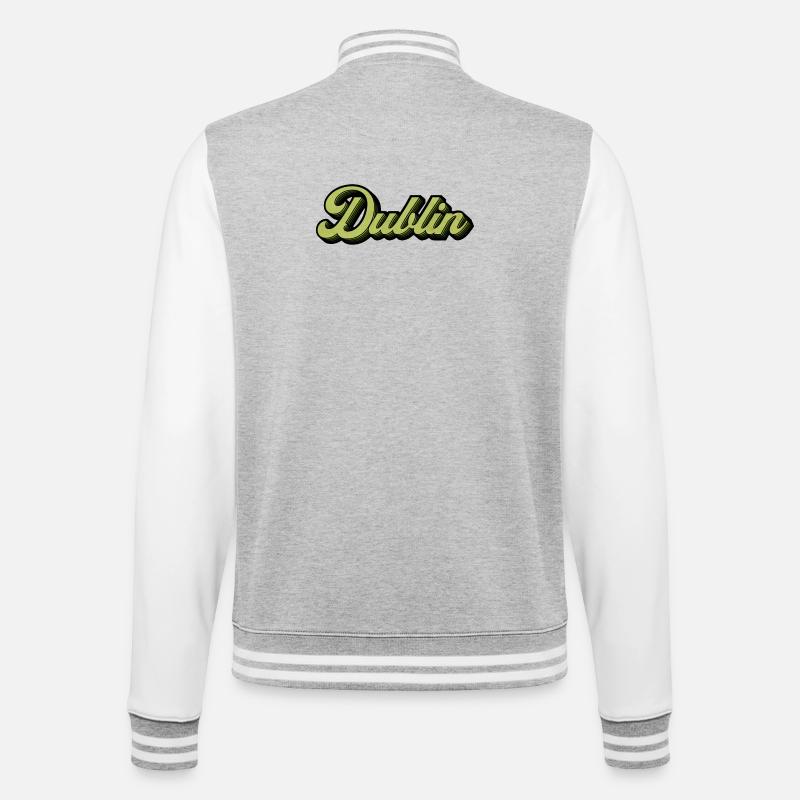Dublin Retro Script in Lime - College Sweat Jacket - heather grey/white