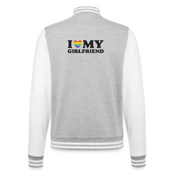 J’aime ma copine - LGBTQ - Veste Teddy - gris chiné / blanc - Dos - Marisol (170cm)