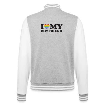 J’aime mon petit ami - LGBTQ - Veste Teddy - gris chiné / blanc - Dos - Marisol (170cm)