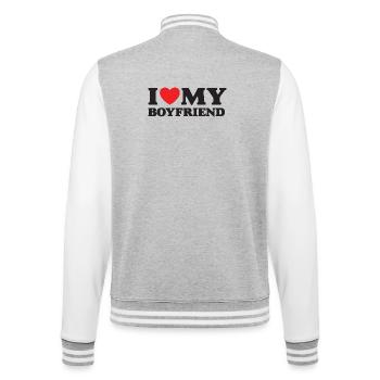 I Love My Boyfriend - College Sweat Jacket - heather grey/white - Back - Marisol (170cm)