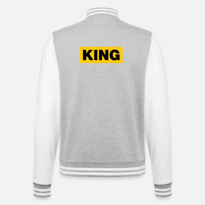King / 2 Colours - College Sweat Jacket - heather grey/white