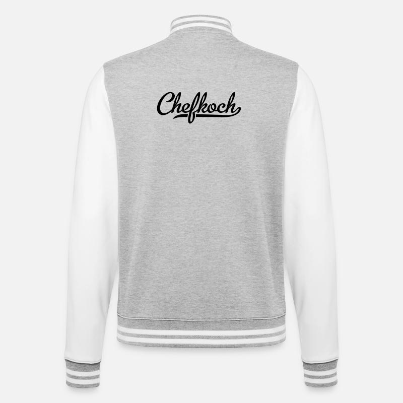 Chefkoch - College-Sweatjacke - Grau meliert/Weiß