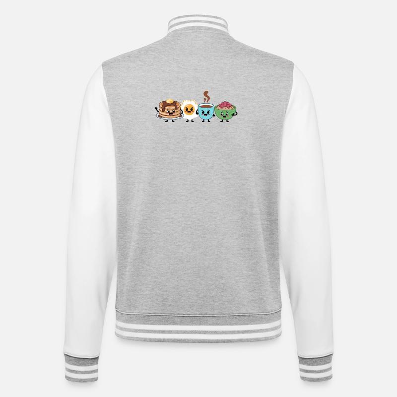 Cute Food & Beverage Breakfast Pattern - College Sweat Jacket - heather grey/white