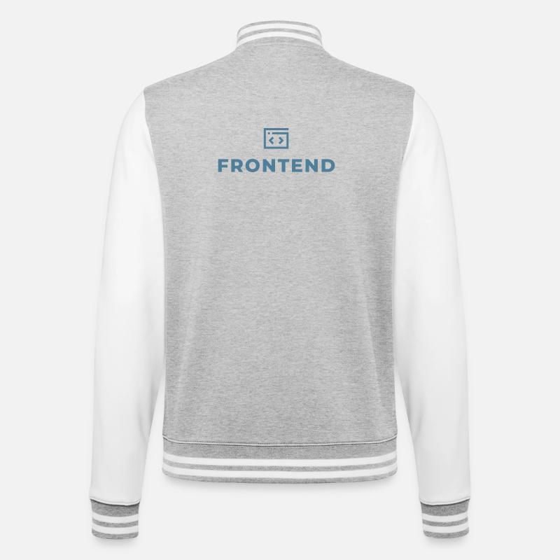 Frontend - College-Sweatjacke - Grau meliert/Weiß