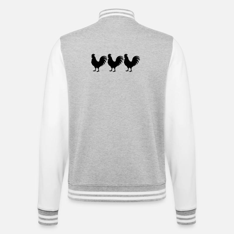 Hahn Silhouette - College-Sweatjacke - Grau meliert/Weiß
