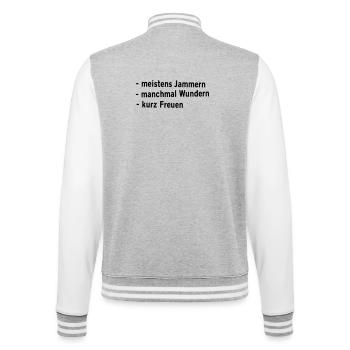 Jammern  Wundern Freuen - College-Sweatjacke - Grau meliert/Weiß - Hinten - Marisol (170cm)