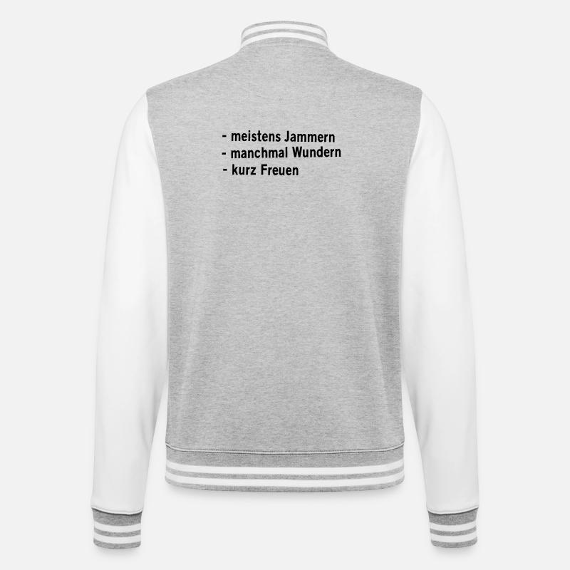Jammern Wundern Freuen - College-Sweatjacke - Grau meliert/Weiß