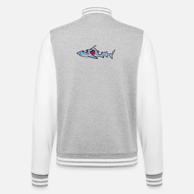 requin - Veste Teddy - gris chiné / blanc