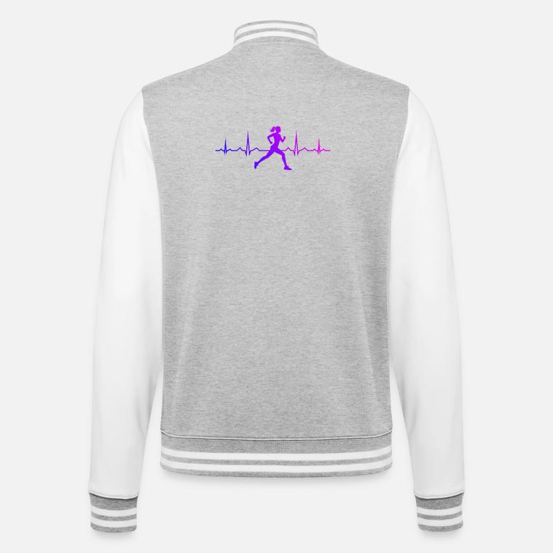 Geschenkidee für eine Running mit Running - College-Sweatjacke - Grau meliert/Weiß