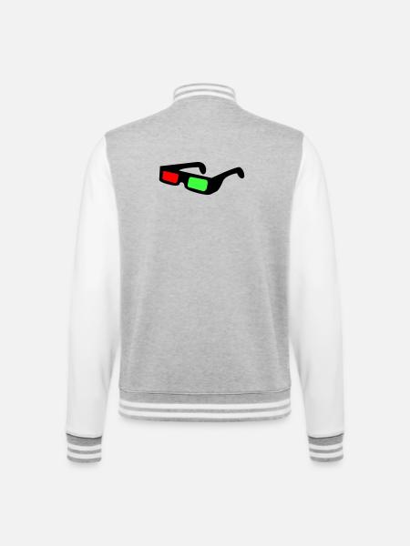 Blocs néon dans le contraste nocturne - Veste Teddy - gris chiné / blanc