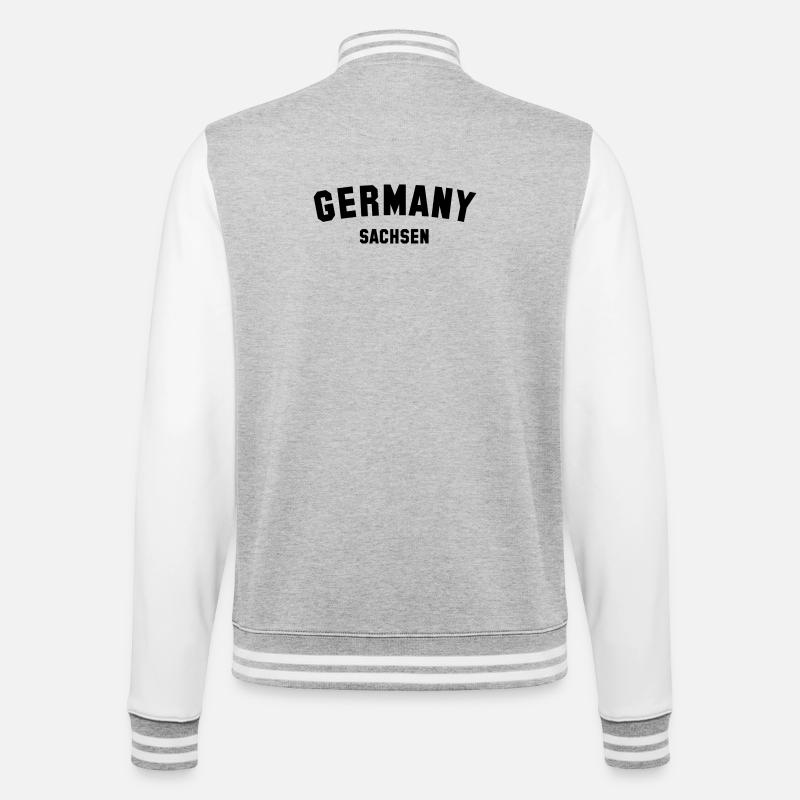 SACHSEN - College-Sweatjacke - Grau meliert/Weiß