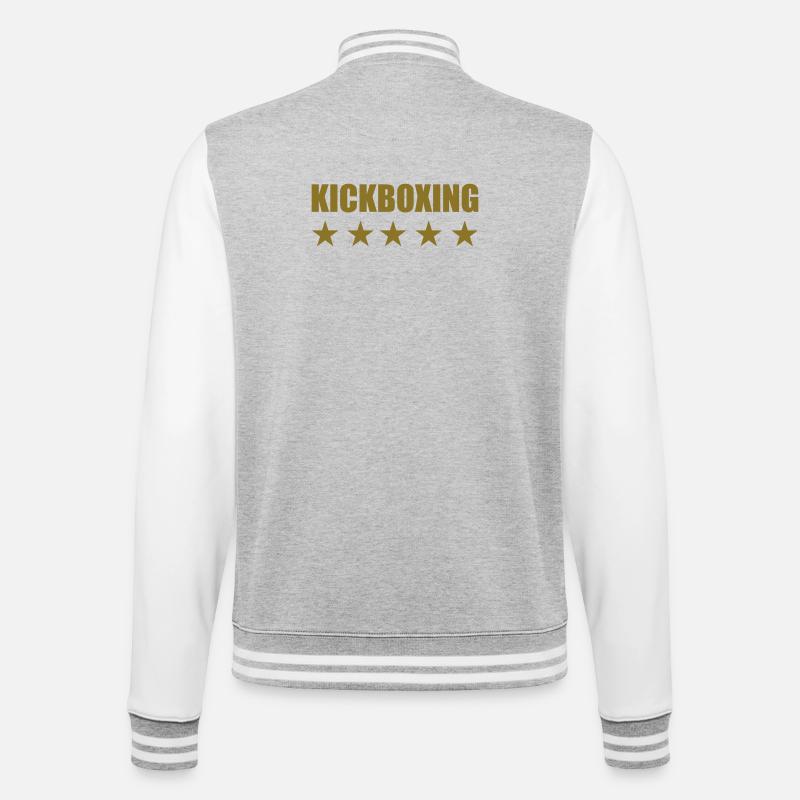 Kickboxen / Kickboxing / Kickboxer / Kick Boxing - College-Sweatjacke - Grau meliert/Weiß