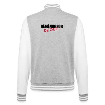 Déménageur / Déménagement / Déménager / Camion - Veste Teddy - gris chiné / blanc - Dos - Marisol (170cm)