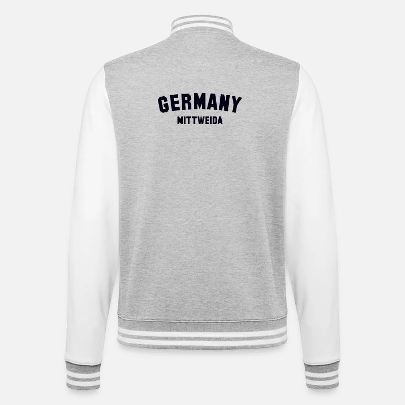 MITTWEIDA Germany - College-Sweatjacke - Grau meliert/Weiß