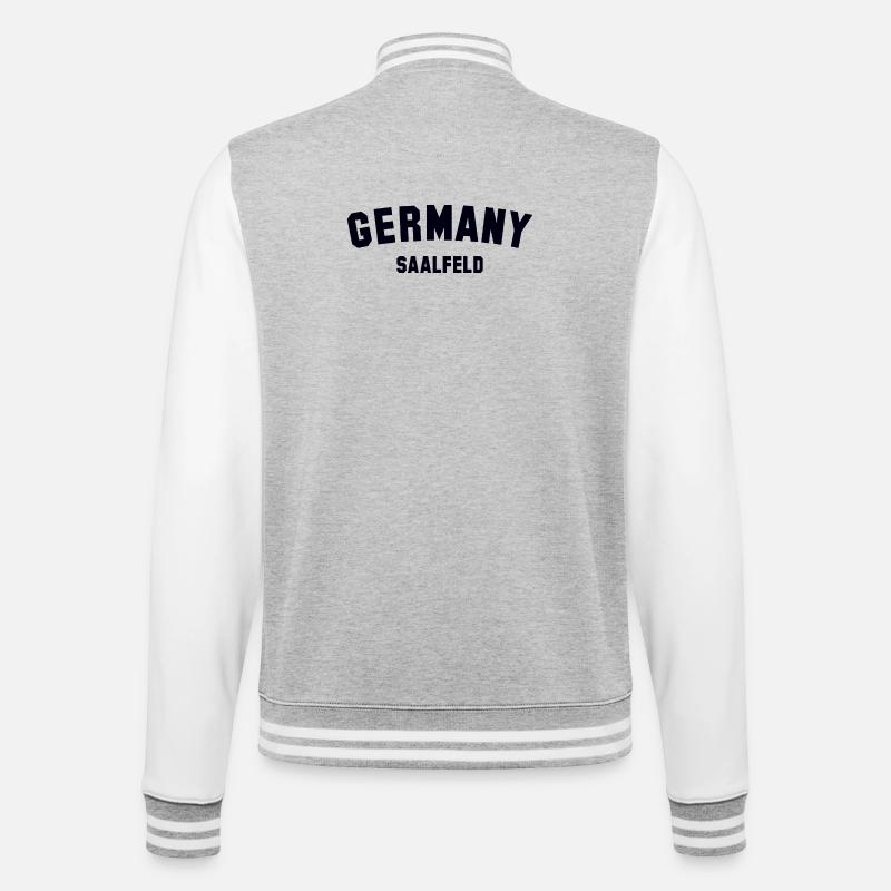 SAALFELD Germany - College-Sweatjacke - Grau meliert/Weiß