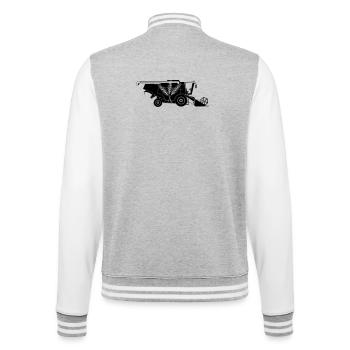 Combine Harvester with Three Grain Stalks Logo - College Sweat Jacket - heather grey/white - Back - Marisol (170cm)