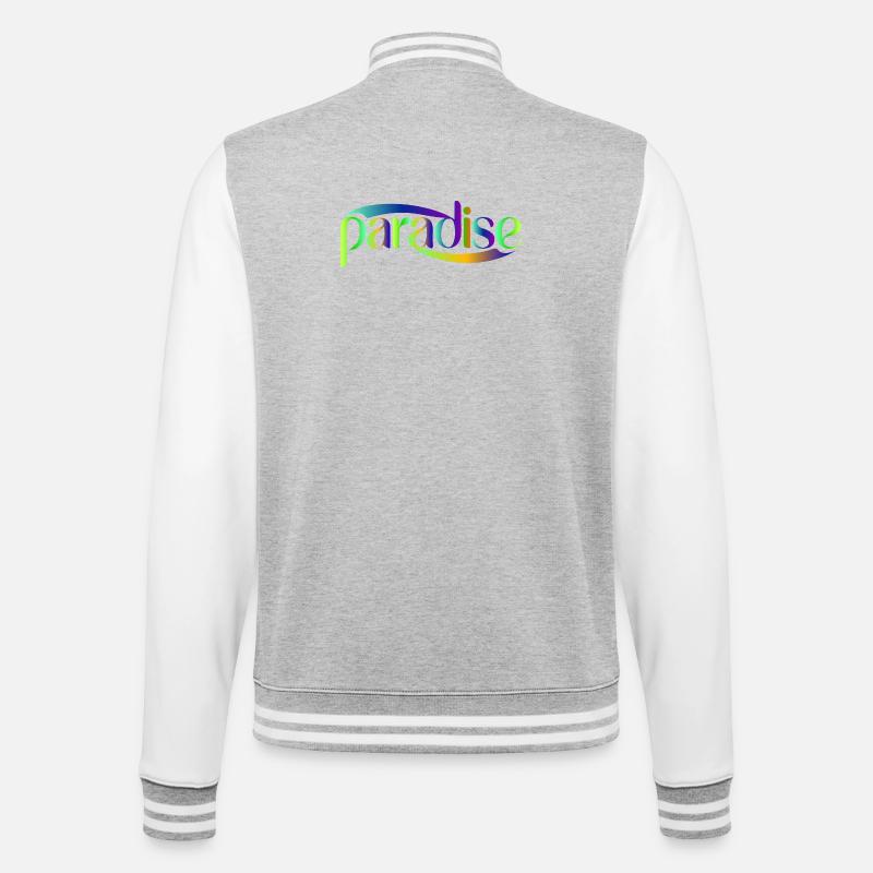 Paradise Rainbow Script Design - College Sweat Jacket - heather grey/white