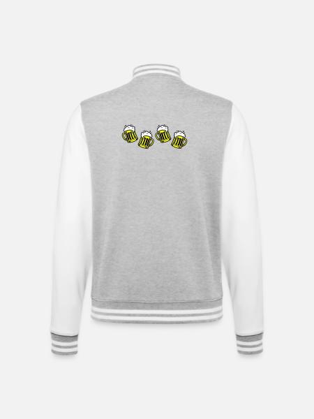Bier Bierkrug Prost Comic - College-Sweatjacke - Grau meliert/Weiß
