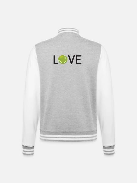 Tennis-Liebhaber - College-Sweatjacke - Grau meliert/Weiß