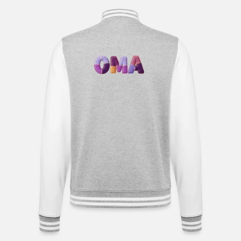 Oma Patchwork Buchstaben Top Trend - College-Sweatjacke - Grau meliert/Weiß