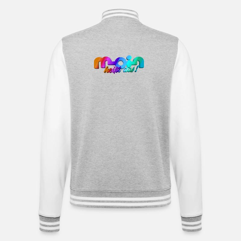 Moin heisst das! - College-Sweatjacke - Grau meliert/Weiß
