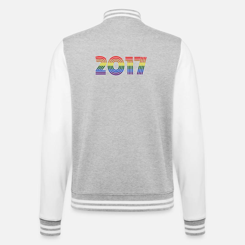 2017 - College-Sweatjacke - Grau meliert/Weiß