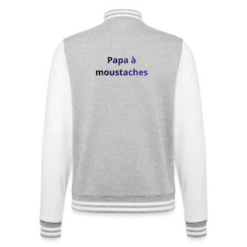 papa_moustaches - Veste Teddy - gris chiné / blanc - Dos - Marisol (170cm)