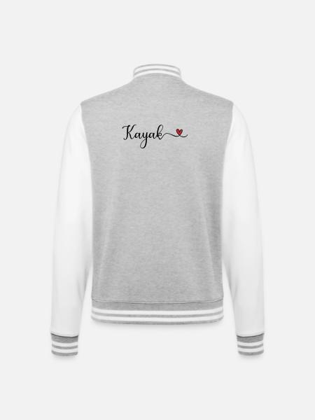 Cute Kayak Heart Design - College Sweat Jacket - heather grey/white