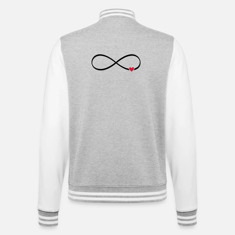 Infinity sign infinite heart love - College Sweat Jacket - heather grey/white