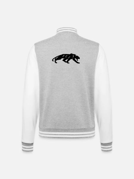 Schwarzer Panther - College-Sweatjacke - Grau meliert/Weiß