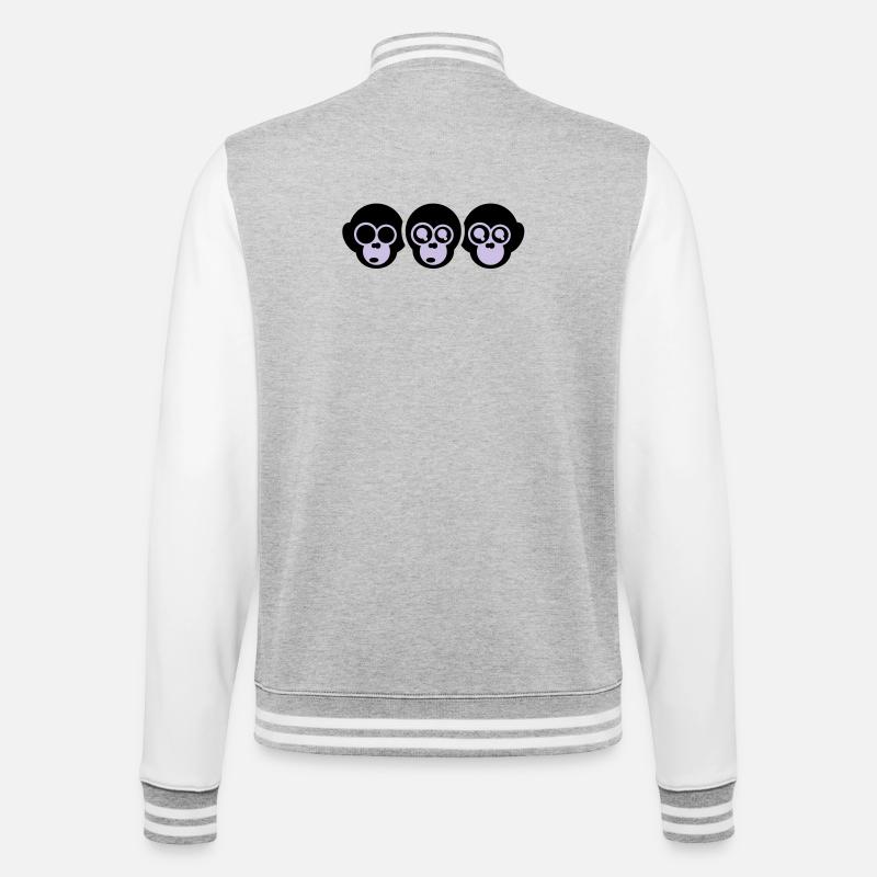 die drei affen - College-Sweatjacke - Grau meliert/Weiß