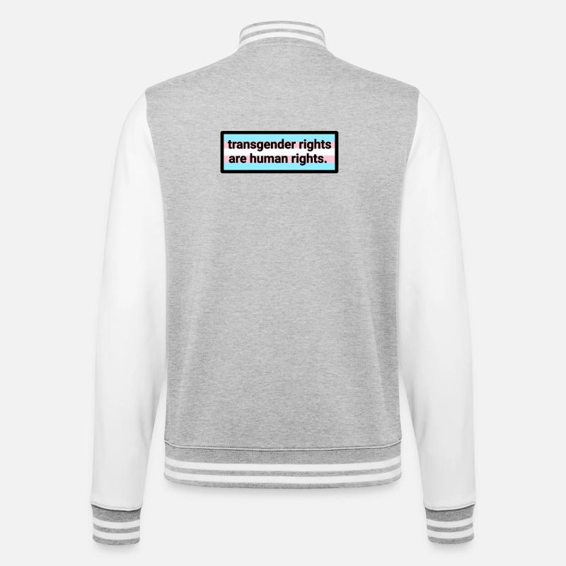 Trans Rights Human Rights - College Sweat Jacket - heather grey/white