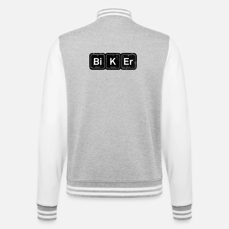 Biker-Elemente: Periodischer Tee - College-Sweatjacke - Grau meliert/Weiß