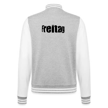 FREITAG - College-Sweatjacke - Grau meliert/Weiß - Hinten - Marisol (170cm)