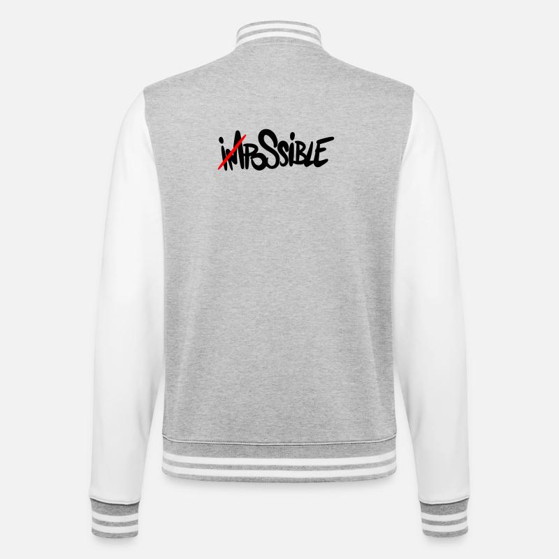 possible. Tout est possible. - Veste Teddy - gris chiné / blanc