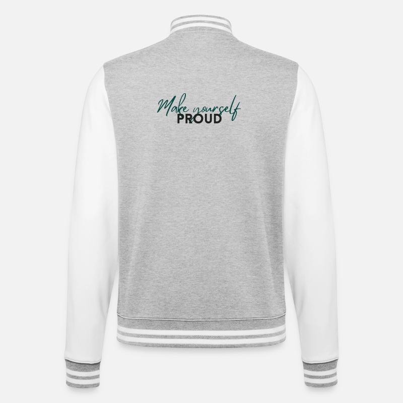 Make Yourself Proud Positive Mindset Statement - Veste Teddy - gris chiné / blanc
