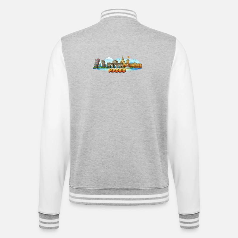 Ville de la Silhouette de Madrid - Veste Teddy - gris chiné / blanc
