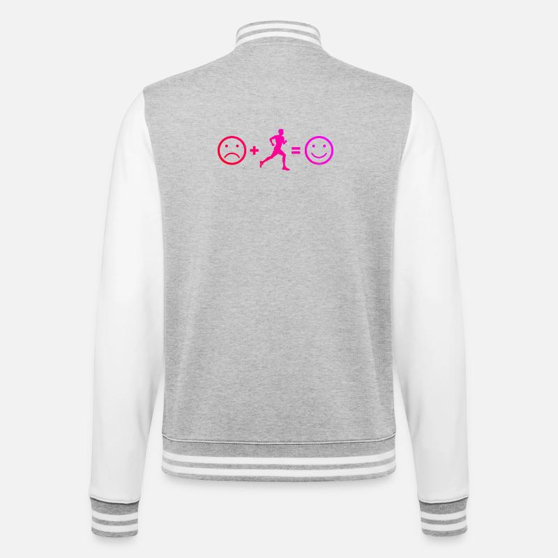 Geschenkidee für einen Running mit Running - College-Sweatjacke - Grau meliert/Weiß